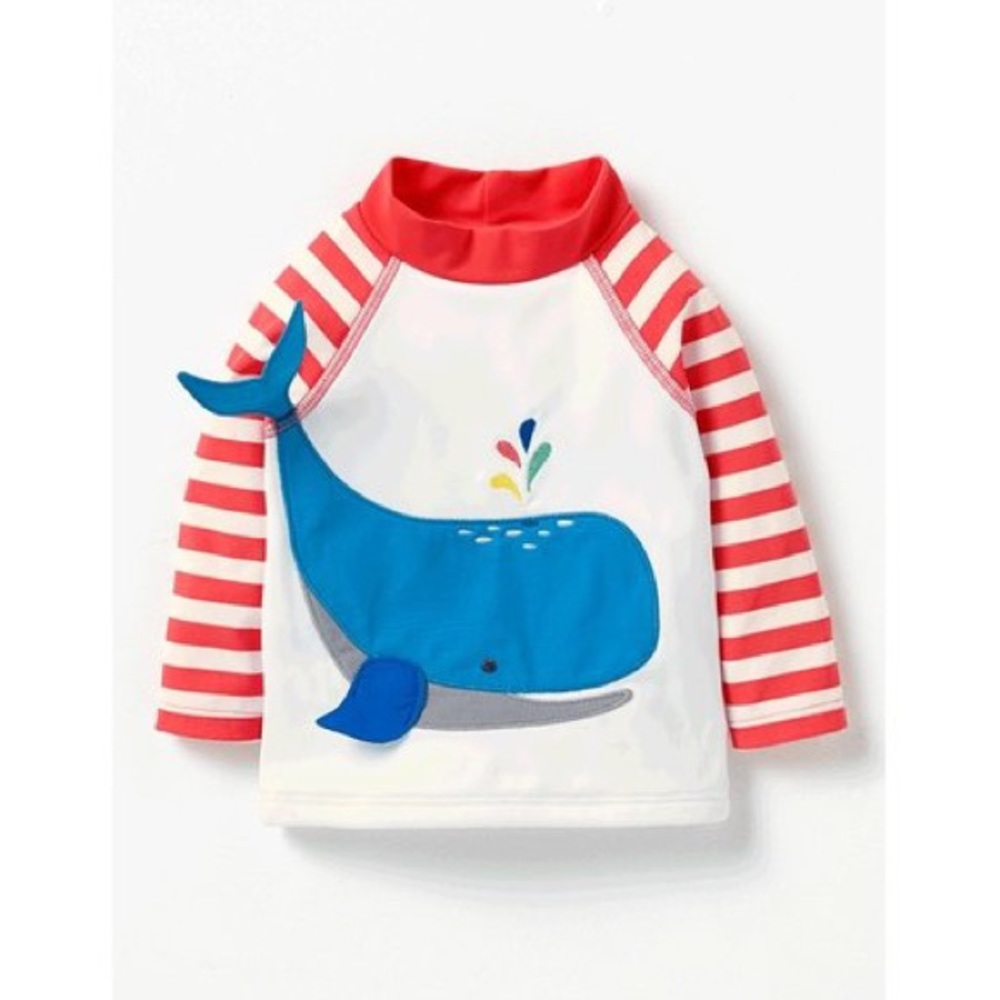 *SOLD* Baby Boden fun rash guard Ivory Whale